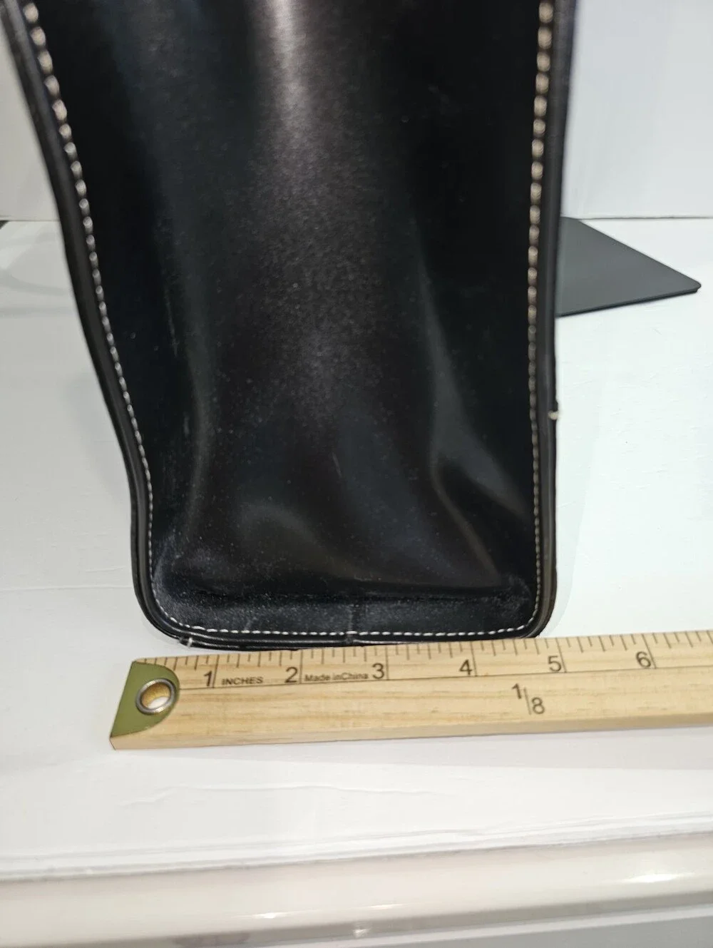 Wilsons Leather Black Leather Tote Bag with Contrast Stitching